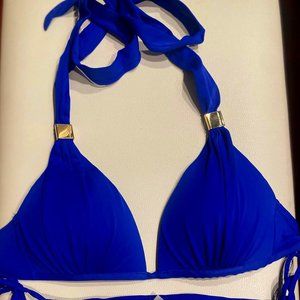 VS swimsuit set, cobalt blue, gold detail, XS